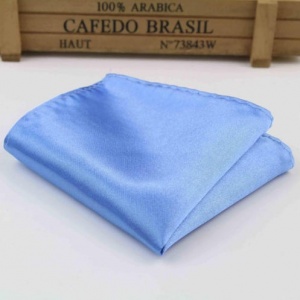 Boys Cornflower Blue Satin Pocket Square Handkerchief